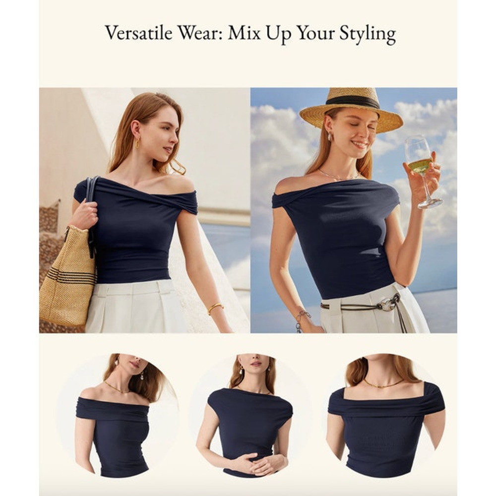 OGL Top Size L NEW Eco-SkinKiss Multi-wear Versatile Necklines Brami Top Blue - Picture 3 of 10